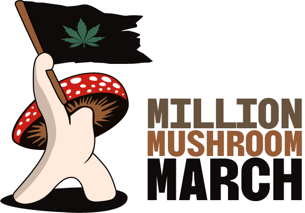 Million Mushroom March illustrated mushroom graphic